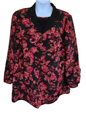 Reversible Top & Jacket in Black/Red flower core grannycore boho cottagecore